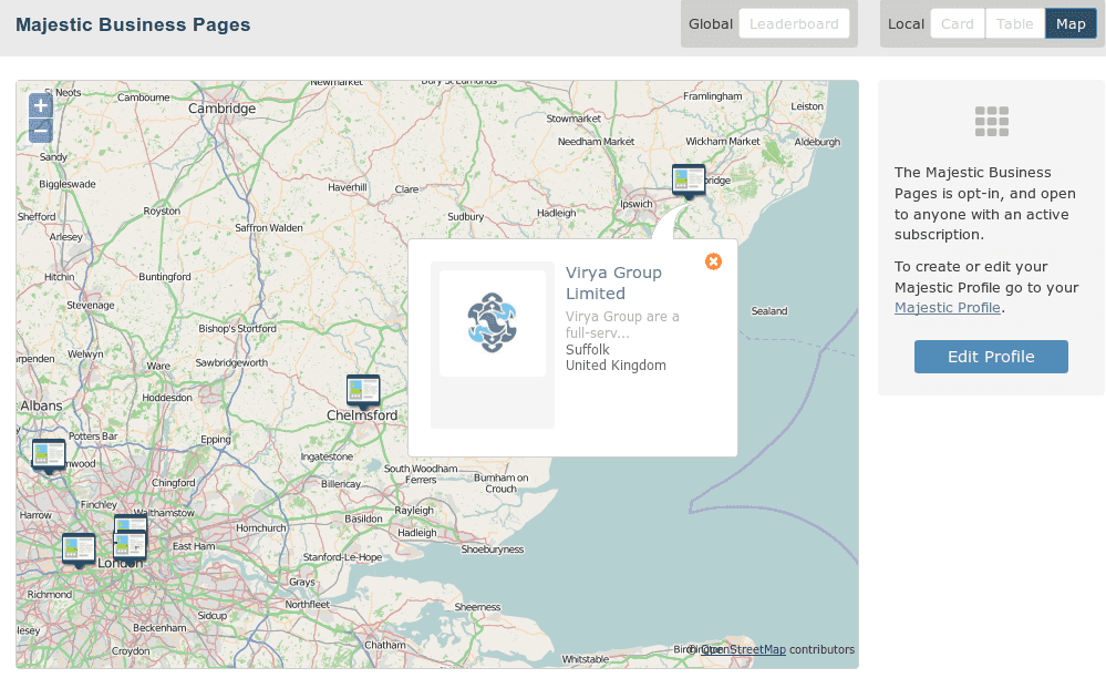 map majestic business profiles