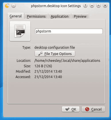 KDE Set Desktop Shortcut Icon General Settings